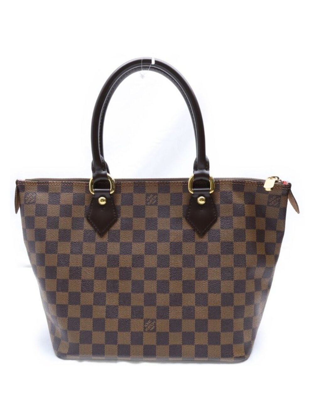 Louis Vuitton Damier Saleya PM Handbag Brown Leather Gold
